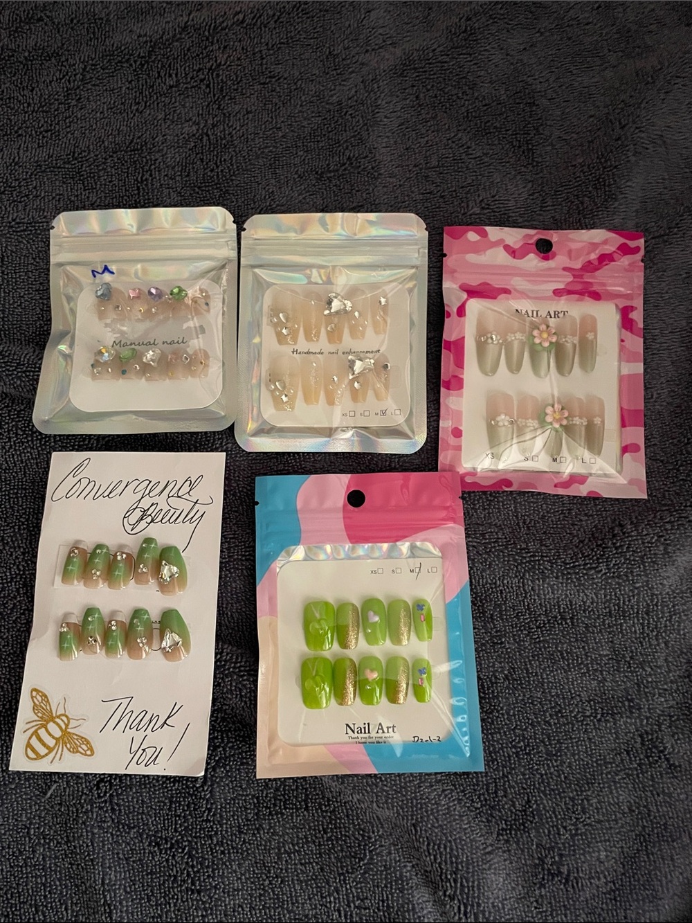Green and clear Press-On Nail Set - Unbranded Professional Nail Art